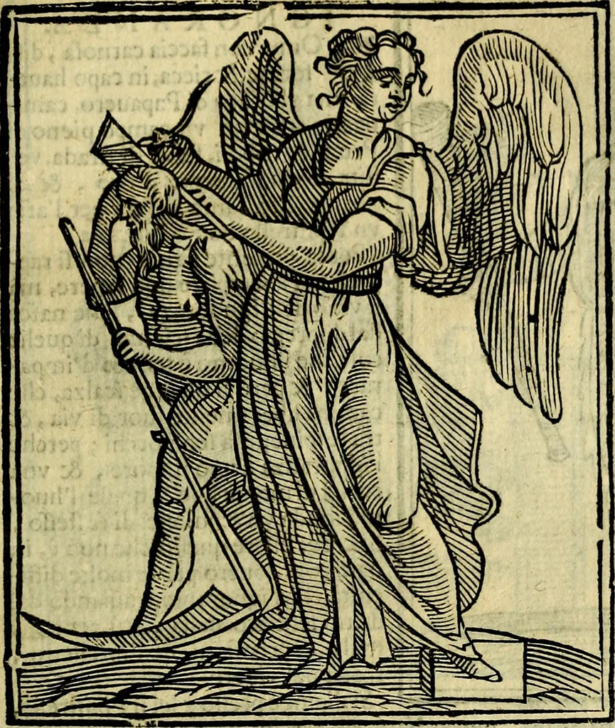 An illustration from Iconologia di Cesare Ripa ... Divisa in tre libri, ne i quali si esprimono varie imagini di virtù, vitij, affetti, passioni humane, arti, discipline, humori, elementi, corpi celesti, prouincie d'Italia, fiumi, & altre materie infinite vtili ad ogni stato di persone, 1669, leaf 332