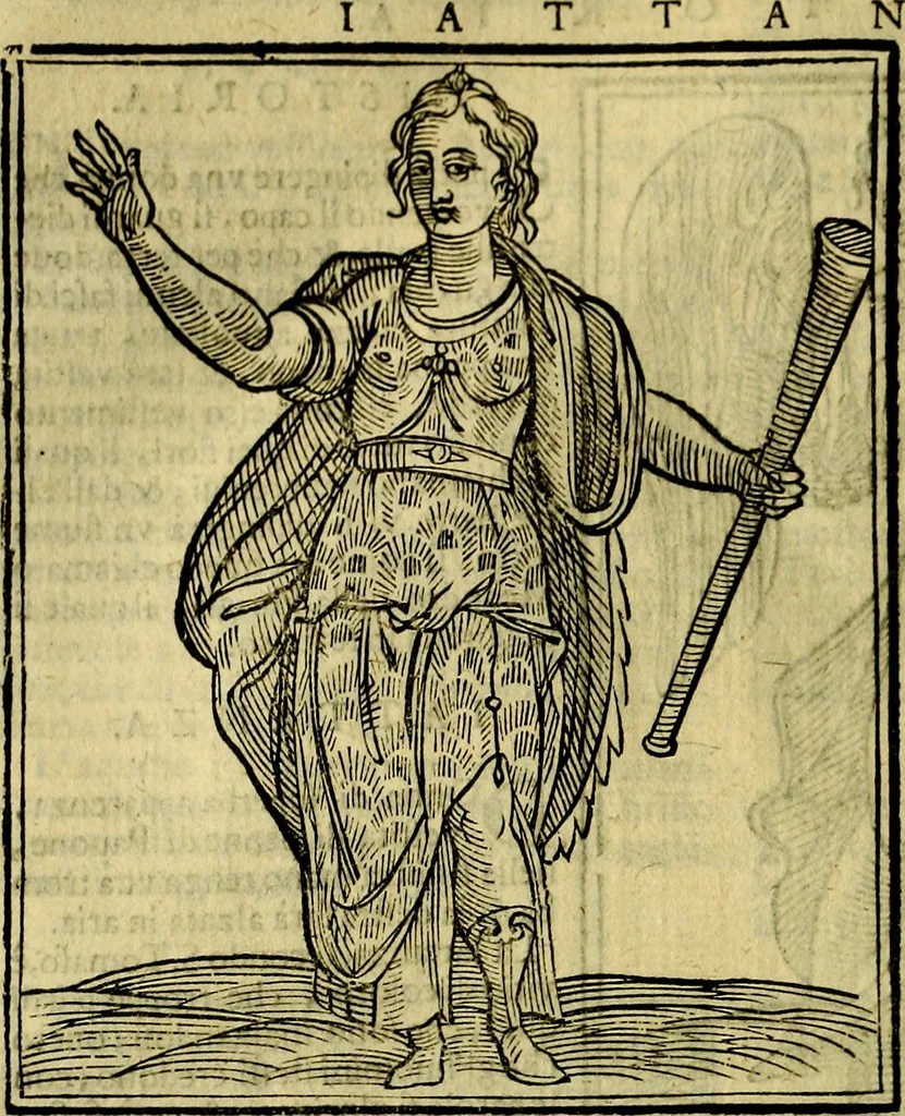 An illustration from Iconologia di Cesare Ripa ... Divisa in tre libri, ne i quali si esprimono varie imagini di virtù, vitij, affetti, passioni humane, arti, discipline, humori, elementi, corpi celesti, prouincie d'Italia, fiumi, & altre materie infinite vtili ad ogni stato di persone, 1669, leaf 333