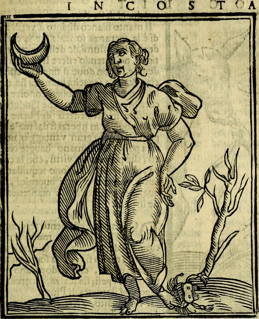 An illustration from Iconologia di Cesare Ripa ... Divisa in tre libri, ne i quali si esprimono varie imagini di virtù, vitij, affetti, passioni humane, arti, discipline, humori, elementi, corpi celesti, prouincie d'Italia, fiumi, & altre materie infinite vtili ad ogni stato di persone, 1669, leaf 340