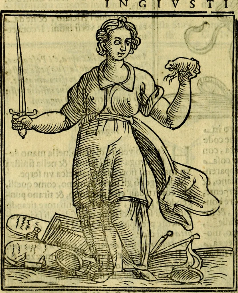 An illustration from Iconologia di Cesare Ripa ... Divisa in tre libri, ne i quali si esprimono varie imagini di virtù, vitij, affetti, passioni humane, arti, discipline, humori, elementi, corpi celesti, prouincie d'Italia, fiumi, & altre materie infinite vtili ad ogni stato di persone, 1669, leaf 345