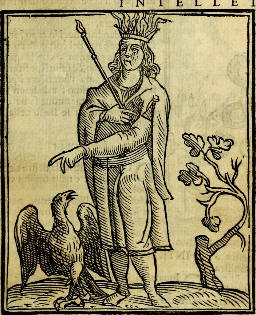 An illustration from Iconologia di Cesare Ripa ... Divisa in tre libri, ne i quali si esprimono varie imagini di virtù, vitij, affetti, passioni humane, arti, discipline, humori, elementi, corpi celesti, prouincie d'Italia, fiumi, & altre materie infinite vtili ad ogni stato di persone, 1669, leaf 352