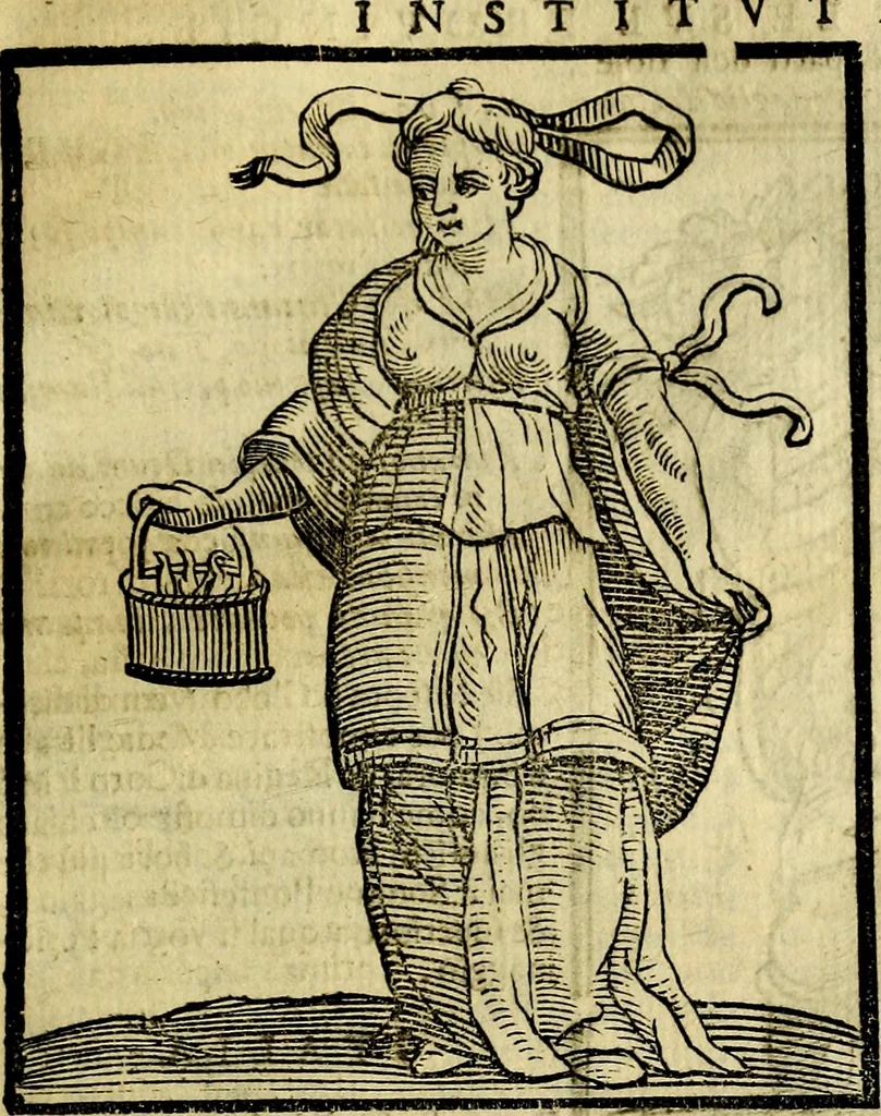 An illustration from Iconologia di Cesare Ripa ... Divisa in tre libri, ne i quali si esprimono varie imagini di virtù, vitij, affetti, passioni humane, arti, discipline, humori, elementi, corpi celesti, prouincie d'Italia, fiumi, & altre materie infinite vtili ad ogni stato di persone, 1669, leaf 366