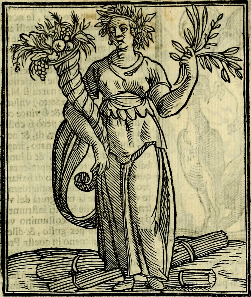 An illustration from Iconologia di Cesare Ripa ... Divisa in tre libri, ne i quali si esprimono varie imagini di virtù, vitij, affetti, passioni humane, arti, discipline, humori, elementi, corpi celesti, prouincie d'Italia, fiumi, & altre materie infinite vtili ad ogni stato di persone, 1669, leaf 392