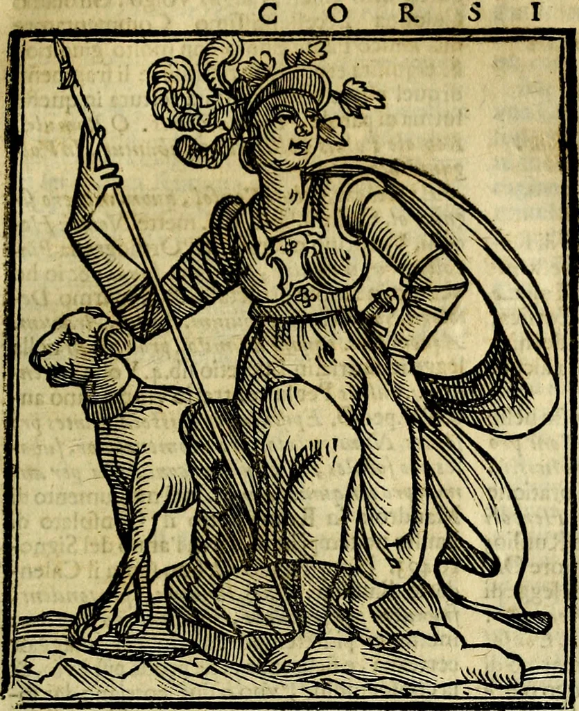 An illustration from Iconologia di Cesare Ripa ... Divisa in tre libri, ne i quali si esprimono varie imagini di virtù, vitij, affetti, passioni humane, arti, discipline, humori, elementi, corpi celesti, prouincie d'Italia, fiumi, & altre materie infinite vtili ad ogni stato di persone, 1669, leaf 404