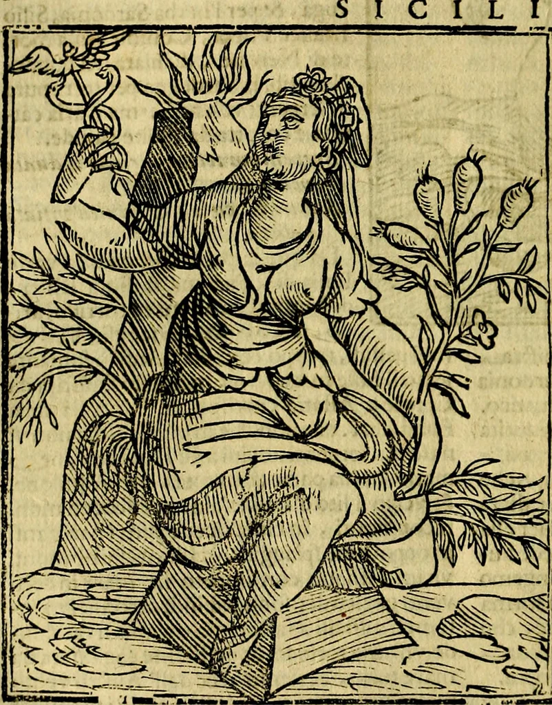 An illustration from Iconologia di Cesare Ripa ... Divisa in tre libri, ne i quali si esprimono varie imagini di virtù, vitij, affetti, passioni humane, arti, discipline, humori, elementi, corpi celesti, prouincie d'Italia, fiumi, & altre materie infinite vtili ad ogni stato di persone, 1669, leaf 423