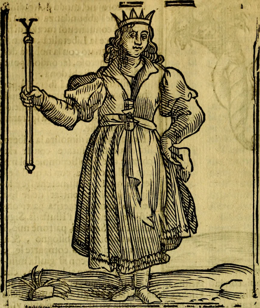 An illustration from Iconologia di Cesare Ripa ... Divisa in tre libri, ne i quali si esprimono varie imagini di virtù, vitij, affetti, passioni humane, arti, discipline, humori, elementi, corpi celesti, prouincie d'Italia, fiumi, & altre materie infinite vtili ad ogni stato di persone, 1669, leaf 437