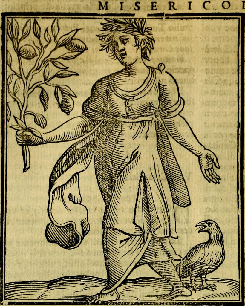 An illustration from Iconologia di Cesare Ripa ... Divisa in tre libri, ne i quali si esprimono varie imagini di virtù, vitij, affetti, passioni humane, arti, discipline, humori, elementi, corpi celesti, prouincie d'Italia, fiumi, & altre materie infinite vtili ad ogni stato di persone, 1669, leaf 469