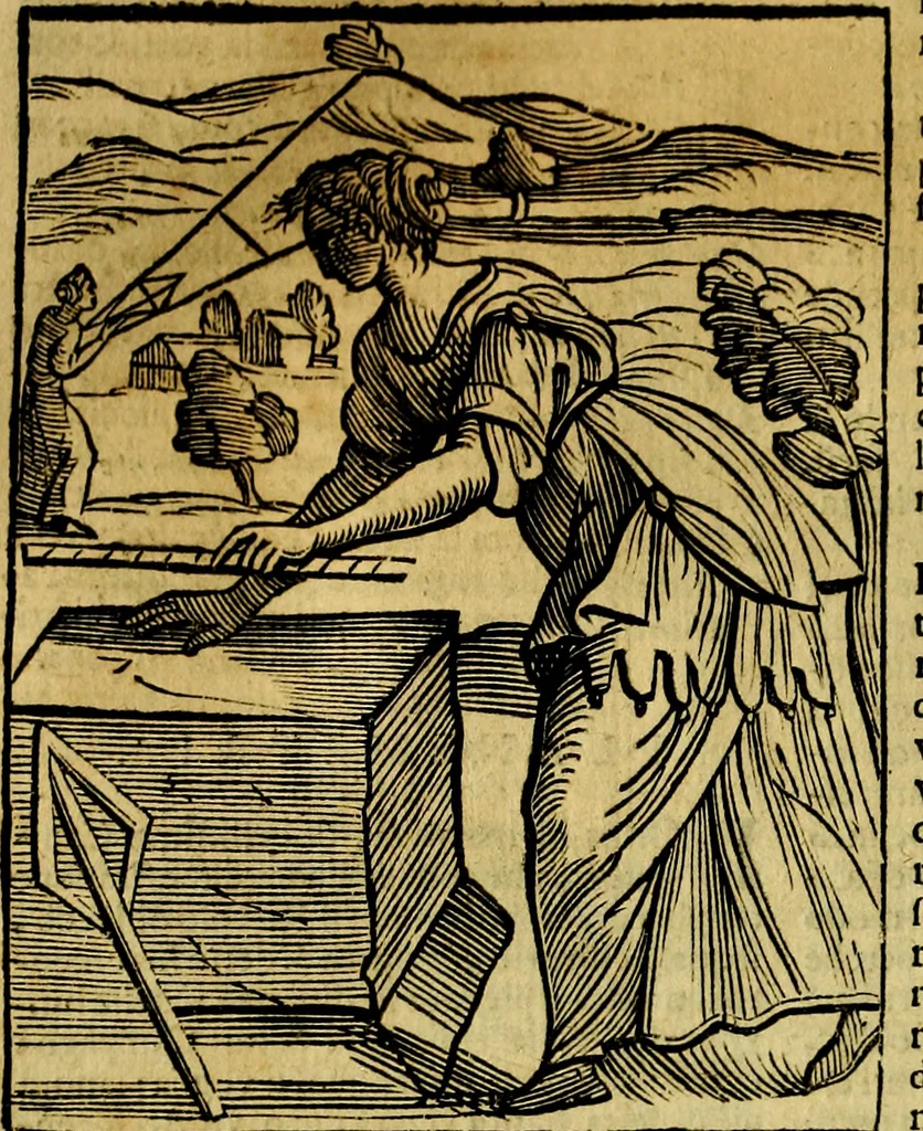 An illustration from Iconologia di Cesare Ripa ... Divisa in tre libri, ne i quali si esprimono varie imagini di virtù, vitij, affetti, passioni humane, arti, discipline, humori, elementi, corpi celesti, prouincie d'Italia, fiumi, & altre materie infinite vtili ad ogni stato di persone, 1669, leaf 555
