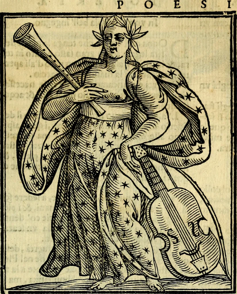 An illustration from Iconologia di Cesare Ripa ... Divisa in tre libri, ne i quali si esprimono varie imagini di virtù, vitij, affetti, passioni humane, arti, discipline, humori, elementi, corpi celesti, prouincie d'Italia, fiumi, & altre materie infinite vtili ad ogni stato di persone, 1669, leaf 556