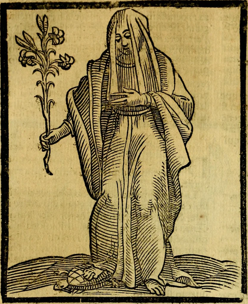An illustration from Iconologia di Cesare Ripa ... Divisa in tre libri, ne i quali si esprimono varie imagini di virtù, vitij, affetti, passioni humane, arti, discipline, humori, elementi, corpi celesti, prouincie d'Italia, fiumi, & altre materie infinite vtili ad ogni stato di persone, 1669, leaf 573