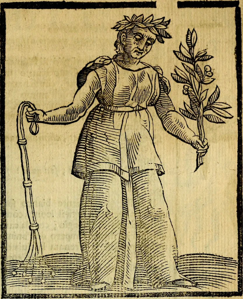 An illustration from Iconologia di Cesare Ripa ... Divisa in tre libri, ne i quali si esprimono varie imagini di virtù, vitij, affetti, passioni humane, arti, discipline, humori, elementi, corpi celesti, prouincie d'Italia, fiumi, & altre materie infinite vtili ad ogni stato di persone, 1669, leaf 576
