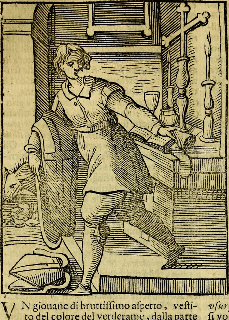 An illustration from Iconologia di Cesare Ripa ... Divisa in tre libri, ne i quali si esprimono varie imagini di virtù, vitij, affetti, passioni humane, arti, discipline, humori, elementi, corpi celesti, prouincie d'Italia, fiumi, & altre materie infinite vtili ad ogni stato di persone, 1669, leaf 615