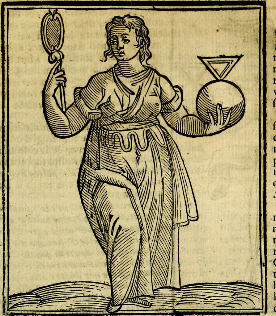 An illustration from Iconologia di Cesare Ripa ... Divisa in tre libri, ne i quali si esprimono varie imagini di virtù, vitij, affetti, passioni humane, arti, discipline, humori, elementi, corpi celesti, prouincie d'Italia, fiumi, & altre materie infinite vtili ad ogni stato di persone, 1669, leaf 618