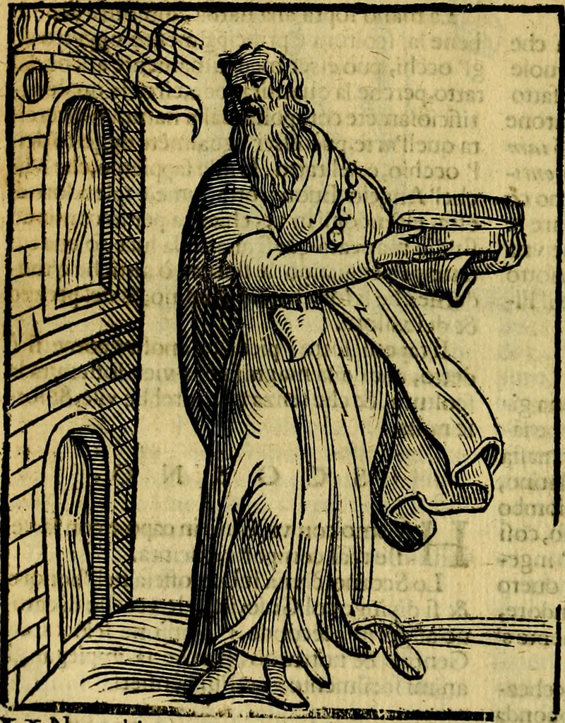 An illustration from Iconologia di Cesare Ripa ... Divisa in tre libri, ne i quali si esprimono varie imagini di virtù, vitij, affetti, passioni humane, arti, discipline, humori, elementi, corpi celesti, prouincie d'Italia, fiumi, & altre materie infinite vtili ad ogni stato di persone, 1669, leaf 621