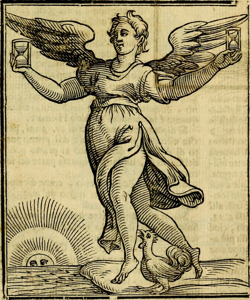 An illustration from Iconologia di Cesare Ripa ... Divisa in tre libri, ne i quali si esprimono varie imagini di virtù, vitij, affetti, passioni humane, arti, discipline, humori, elementi, corpi celesti, prouincie d'Italia, fiumi, & altre materie infinite vtili ad ogni stato di persone, 1669, leaf 646