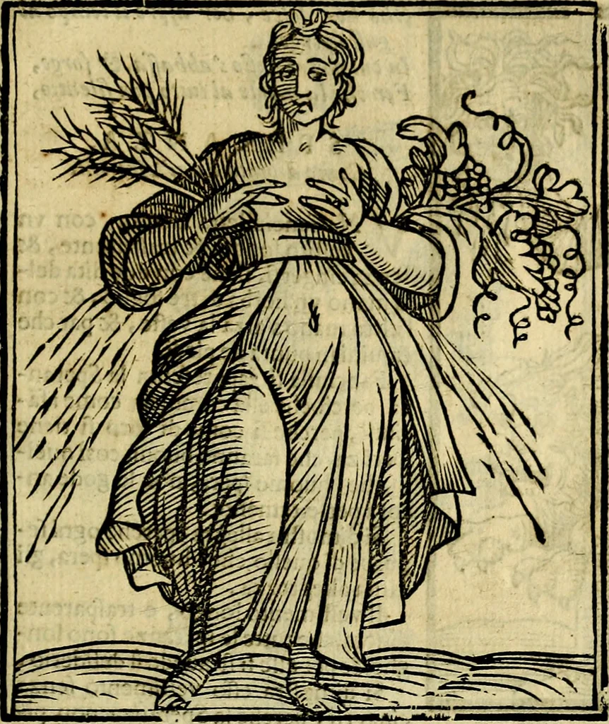 An illustration from Iconologia di Cesare Ripa ... Divisa in tre libri, ne i quali si esprimono varie imagini di virtù, vitij, affetti, passioni humane, arti, discipline, humori, elementi, corpi celesti, prouincie d'Italia, fiumi, & altre materie infinite vtili ad ogni stato di persone, 1669, leaf 654