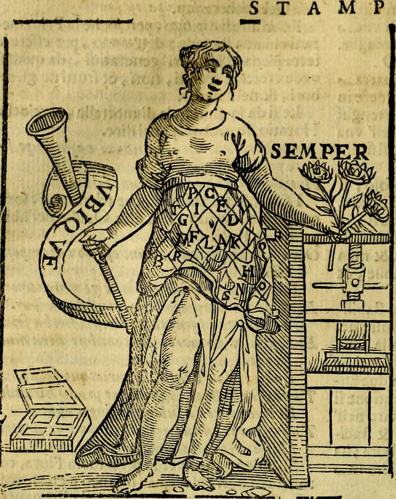 An illustration from Iconologia di Cesare Ripa ... Divisa in tre libri, ne i quali si esprimono varie imagini di virtù, vitij, affetti, passioni humane, arti, discipline, humori, elementi, corpi celesti, prouincie d'Italia, fiumi, & altre materie infinite vtili ad ogni stato di persone, 1669, leaf 663