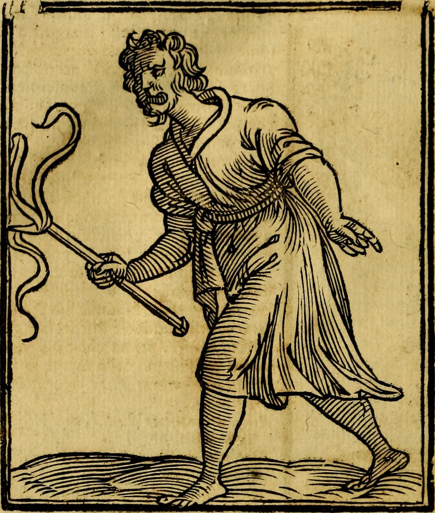 An illustration from Iconologia di Cesare Ripa ... Divisa in tre libri, ne i quali si esprimono varie imagini di virtù, vitij, affetti, passioni humane, arti, discipline, humori, elementi, corpi celesti, prouincie d'Italia, fiumi, & altre materie infinite vtili ad ogni stato di persone, 1669, leaf 687