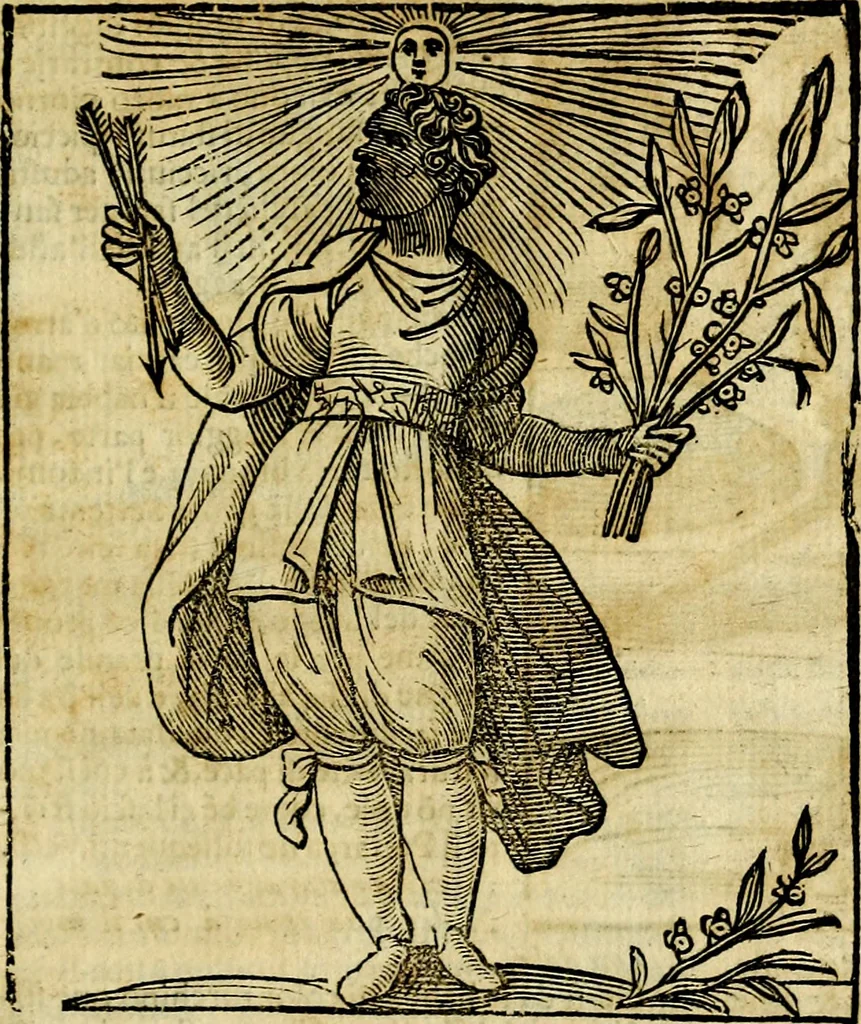 An illustration from Iconologia di Cesare Ripa ... Divisa in tre libri, ne i quali si esprimono varie imagini di virtù, vitij, affetti, passioni humane, arti, discipline, humori, elementi, corpi celesti, prouincie d'Italia, fiumi, & altre materie infinite vtili ad ogni stato di persone, 1669, leaf 724
