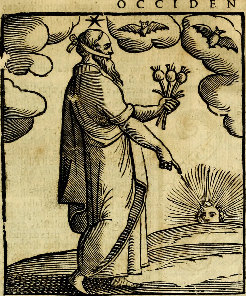 An illustration from Iconologia di Cesare Ripa ... Divisa in tre libri, ne i quali si esprimono varie imagini di virtù, vitij, affetti, passioni humane, arti, discipline, humori, elementi, corpi celesti, prouincie d'Italia, fiumi, & altre materie infinite vtili ad ogni stato di persone, 1669, leaf 726