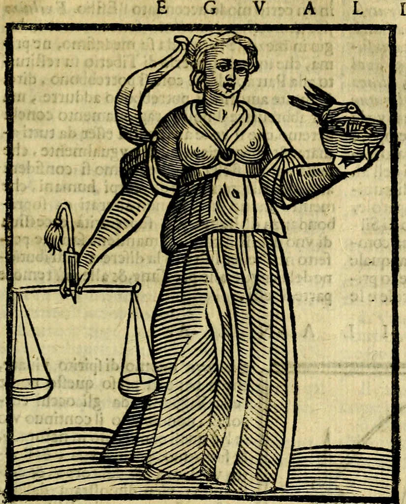 An illustration from Iconologia di Cesare Ripa ... Divisa in tre libri, ne i quali si esprimono varie imagini di virtù, vitij, affetti, passioni humane, arti, discipline, humori, elementi, corpi celesti, prouincie d'Italia, fiumi, & altre materie infinite vtili ad ogni stato di persone, 1669, leaf 732