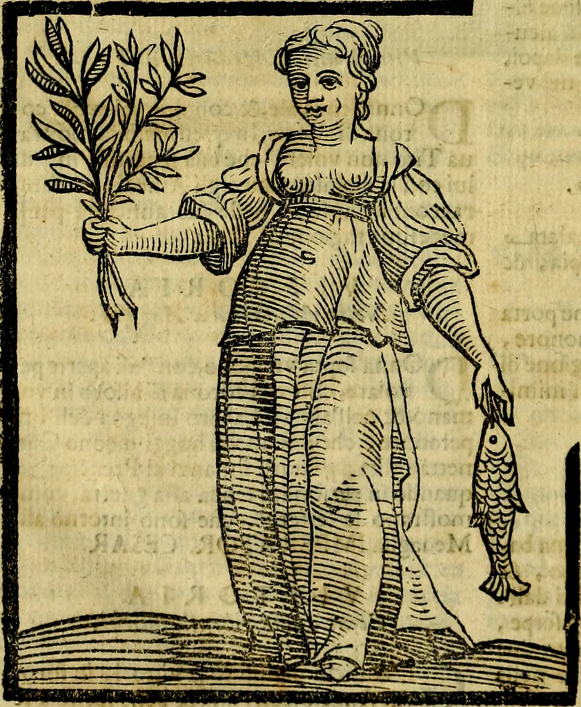 An illustration from Iconologia di Cesare Ripa ... Divisa in tre libri, ne i quali si esprimono varie imagini di virtù, vitij, affetti, passioni humane, arti, discipline, humori, elementi, corpi celesti, prouincie d'Italia, fiumi, & altre materie infinite vtili ad ogni stato di persone, 1669, leaf 747