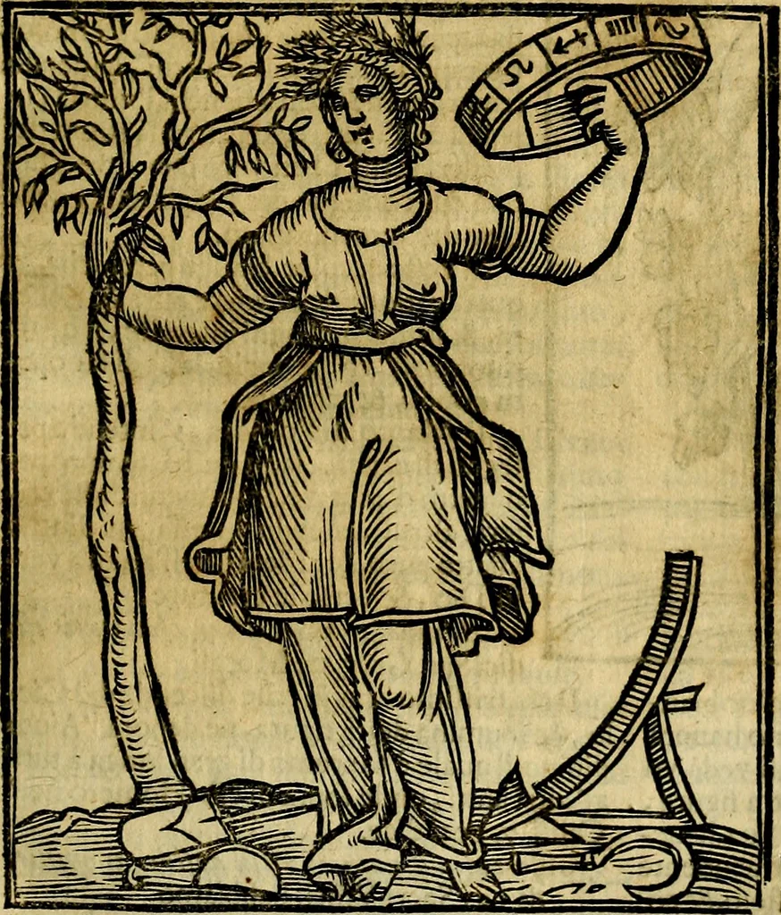 An illustration from Iconologia di Cesare Ripa ... Divisa in tre libri, ne i quali si esprimono varie imagini di virtù, vitij, affetti, passioni humane, arti, discipline, humori, elementi, corpi celesti, prouincie d'Italia, fiumi, & altre materie infinite vtili ad ogni stato di persone, 1669, leaf 78