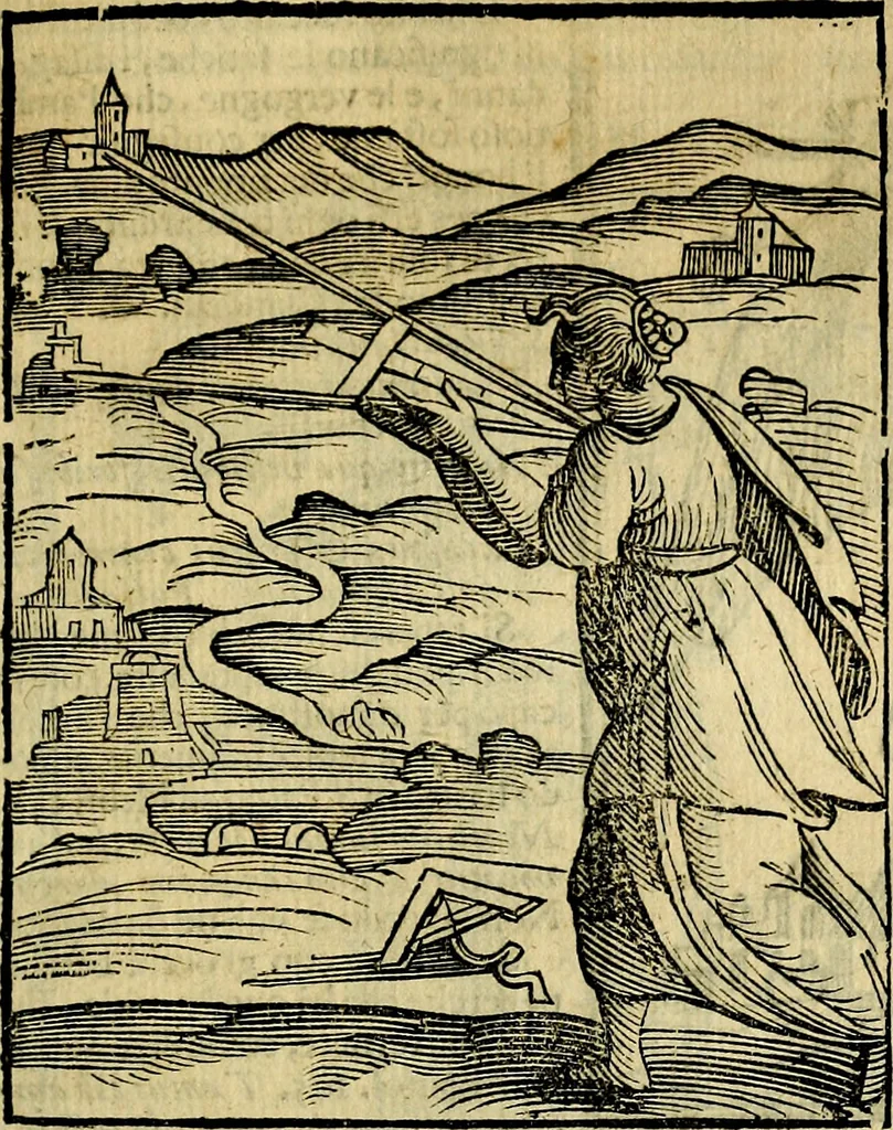 An illustration from Iconologia di Cesare Ripa ... Divisa in tre libri, ne i quali si esprimono varie imagini di virtù, vitij, affetti, passioni humane, arti, discipline, humori, elementi, corpi celesti, prouincie d'Italia, fiumi, & altre materie infinite vtili ad ogni stato di persone, 1669, leaf 84
