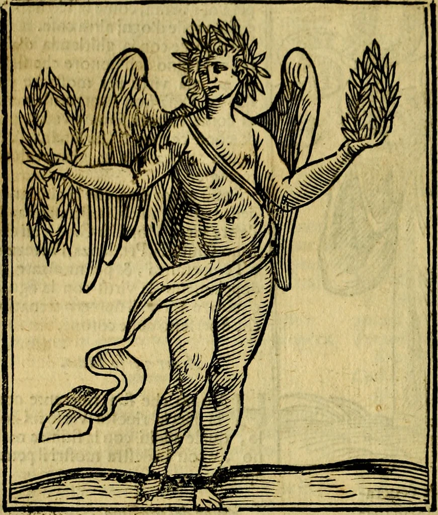 An illustration from Iconologia di Cesare Ripa ... Divisa in tre libri, ne i quali si esprimono varie imagini di virtù, vitij, affetti, passioni humane, arti, discipline, humori, elementi, corpi celesti, prouincie d'Italia, fiumi, & altre materie infinite vtili ad ogni stato di persone, 1669, leaf 89