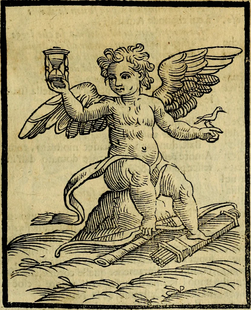An illustration from Iconologia di Cesare Ripa ... Divisa in tre libri, ne i quali si esprimono varie imagini di virtù, vitij, affetti, passioni humane, arti, discipline, humori, elementi, corpi celesti, prouincie d'Italia, fiumi, & altre materie infinite vtili ad ogni stato di persone, 1669, leaf 92