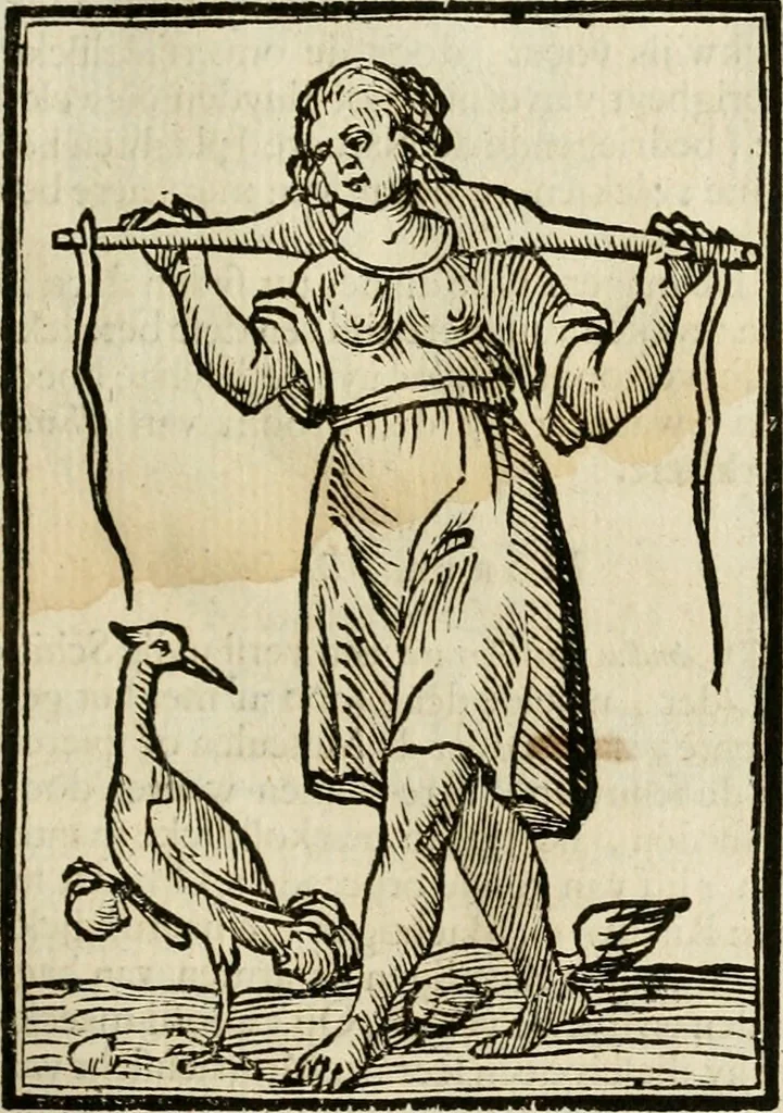 An illustration from Iconologia, of, Uytbeeldingen des verstands : waer in verscheiden afbeeldingen van deughden, ondeughden, genegentheden, menschlijcke hertztochten, konsten, leeringen, sinlijckheden, elementen, hemelsche lichamen, landschappen van Italien, revieren van alle deelen des werrelts, en alle andere ontallijcke stoffen, met hare verklaringen, werden verhandelt : een werck dat dienstigh is, allen reedenaers, poëten, schilders, beeldhouwers, teyckenaers, en alle andere konstbeminders en liefhebbers der geleertheyt en eerlijcke wetenschappen ..., 1644, leaf 112
