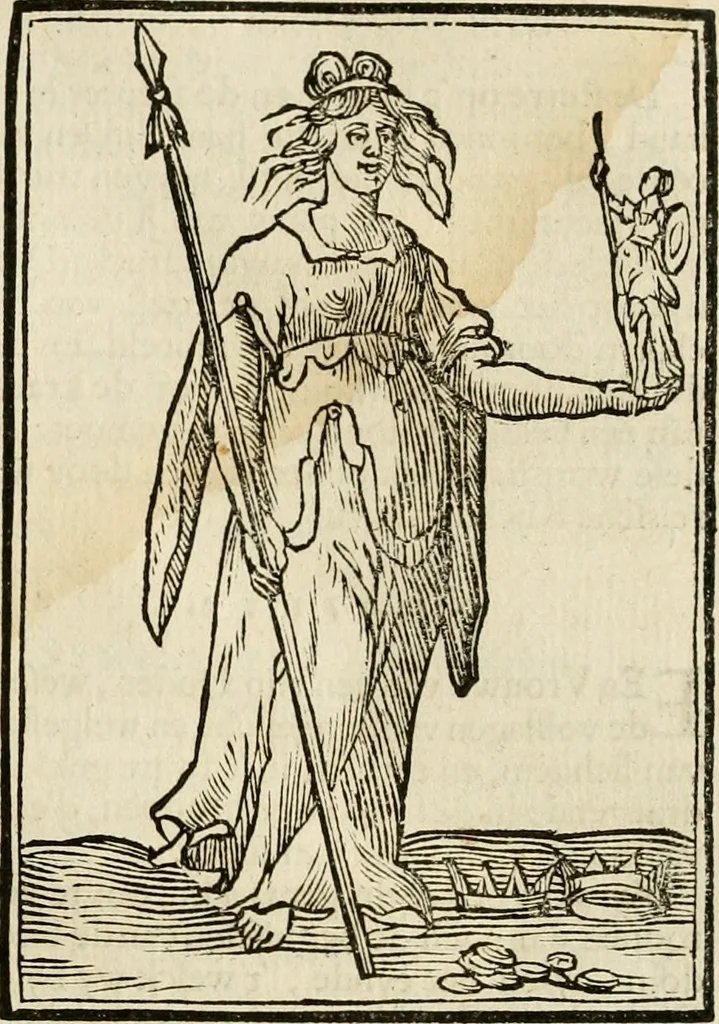 An illustration from Iconologia, of, Uytbeeldingen des verstands : waer in verscheiden afbeeldingen van deughden, ondeughden, genegentheden, menschlijcke hertztochten, konsten, leeringen, sinlijckheden, elementen, hemelsche lichamen, landschappen van Italien, revieren van alle deelen des werrelts, en alle andere ontallijcke stoffen, met hare verklaringen, werden verhandelt : een werck dat dienstigh is, allen reedenaers, poëten, schilders, beeldhouwers, teyckenaers, en alle andere konstbeminders en liefhebbers der geleertheyt en eerlijcke wetenschappen ..., 1644, leaf 120
