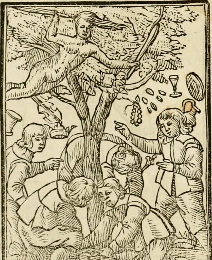 An illustration from Iconologia, of, Uytbeeldingen des verstands : waer in verscheiden afbeeldingen van deughden, ondeughden, genegentheden, menschlijcke hertztochten, konsten, leeringen, sinlijckheden, elementen, hemelsche lichamen, landschappen van Italien, revieren van alle deelen des werrelts, en alle andere ontallijcke stoffen, met hare verklaringen, werden verhandelt : een werck dat dienstigh is, allen reedenaers, poëten, schilders, beeldhouwers, teyckenaers, en alle andere konstbeminders en liefhebbers der geleertheyt en eerlijcke wetenschappen ..., 1644, leaf 151