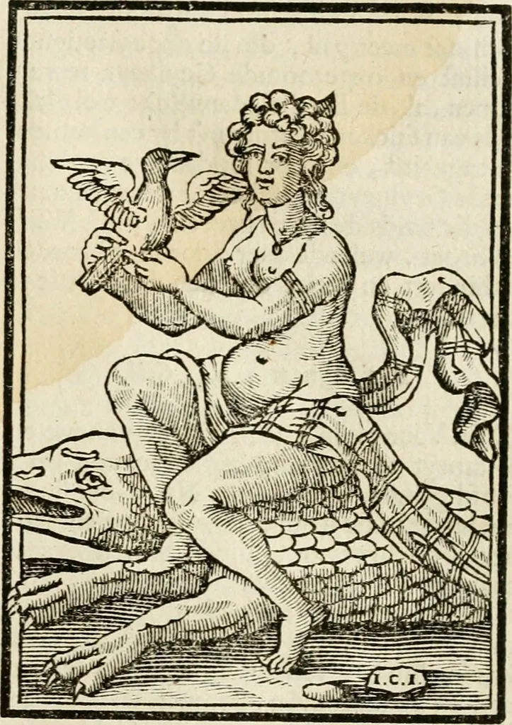 An illustration from Iconologia, of, Uytbeeldingen des verstands : waer in verscheiden afbeeldingen van deughden, ondeughden, genegentheden, menschlijcke hertztochten, konsten, leeringen, sinlijckheden, elementen, hemelsche lichamen, landschappen van Italien, revieren van alle deelen des werrelts, en alle andere ontallijcke stoffen, met hare verklaringen, werden verhandelt : een werck dat dienstigh is, allen reedenaers, poëten, schilders, beeldhouwers, teyckenaers, en alle andere konstbeminders en liefhebbers der geleertheyt en eerlijcke wetenschappen ..., 1644, leaf 164