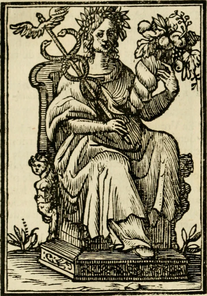 An illustration from Iconologia, of, Uytbeeldingen des verstands : waer in verscheiden afbeeldingen van deughden, ondeughden, genegentheden, menschlijcke hertztochten, konsten, leeringen, sinlijckheden, elementen, hemelsche lichamen, landschappen van Italien, revieren van alle deelen des werrelts, en alle andere ontallijcke stoffen, met hare verklaringen, werden verhandelt : een werck dat dienstigh is, allen reedenaers, poëten, schilders, beeldhouwers, teyckenaers, en alle andere konstbeminders en liefhebbers der geleertheyt en eerlijcke wetenschappen ..., 1644, leaf 173