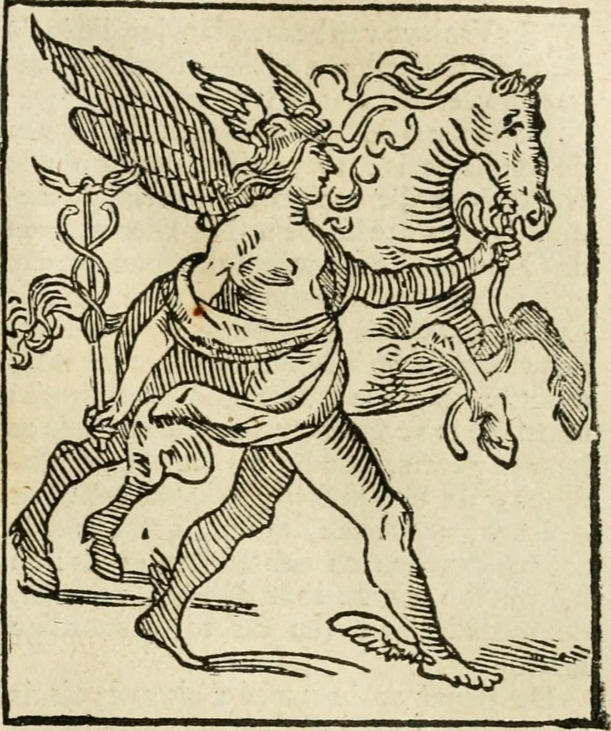 An illustration from Iconologia, of, Uytbeeldingen des verstands : waer in verscheiden afbeeldingen van deughden, ondeughden, genegentheden, menschlijcke hertztochten, konsten, leeringen, sinlijckheden, elementen, hemelsche lichamen, landschappen van Italien, revieren van alle deelen des werrelts, en alle andere ontallijcke stoffen, met hare verklaringen, werden verhandelt : een werck dat dienstigh is, allen reedenaers, poëten, schilders, beeldhouwers, teyckenaers, en alle andere konstbeminders en liefhebbers der geleertheyt en eerlijcke wetenschappen ..., 1644, leaf 182
