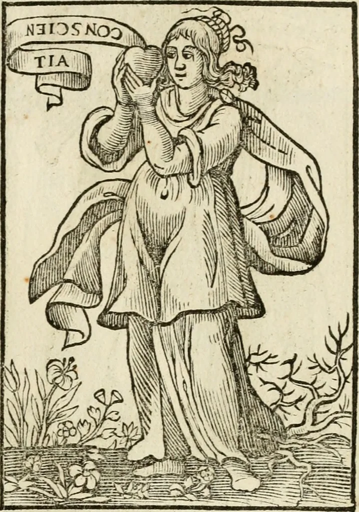 An illustration from Iconologia, of, Uytbeeldingen des verstands : waer in verscheiden afbeeldingen van deughden, ondeughden, genegentheden, menschlijcke hertztochten, konsten, leeringen, sinlijckheden, elementen, hemelsche lichamen, landschappen van Italien, revieren van alle deelen des werrelts, en alle andere ontallijcke stoffen, met hare verklaringen, werden verhandelt : een werck dat dienstigh is, allen reedenaers, poëten, schilders, beeldhouwers, teyckenaers, en alle andere konstbeminders en liefhebbers der geleertheyt en eerlijcke wetenschappen ..., 1644, leaf 188