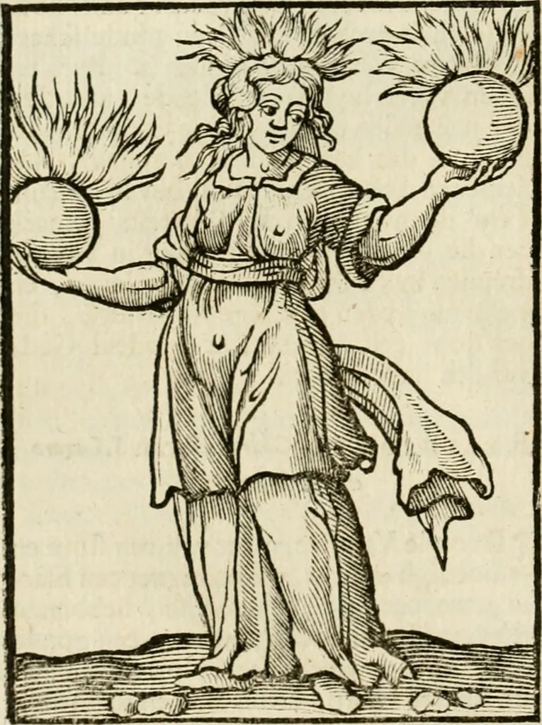 An illustration from Iconologia, of, Uytbeeldingen des verstands : waer in verscheiden afbeeldingen van deughden, ondeughden, genegentheden, menschlijcke hertztochten, konsten, leeringen, sinlijckheden, elementen, hemelsche lichamen, landschappen van Italien, revieren van alle deelen des werrelts, en alle andere ontallijcke stoffen, met hare verklaringen, werden verhandelt : een werck dat dienstigh is, allen reedenaers, poëten, schilders, beeldhouwers, teyckenaers, en alle andere konstbeminders en liefhebbers der geleertheyt en eerlijcke wetenschappen ..., 1644, leaf 195