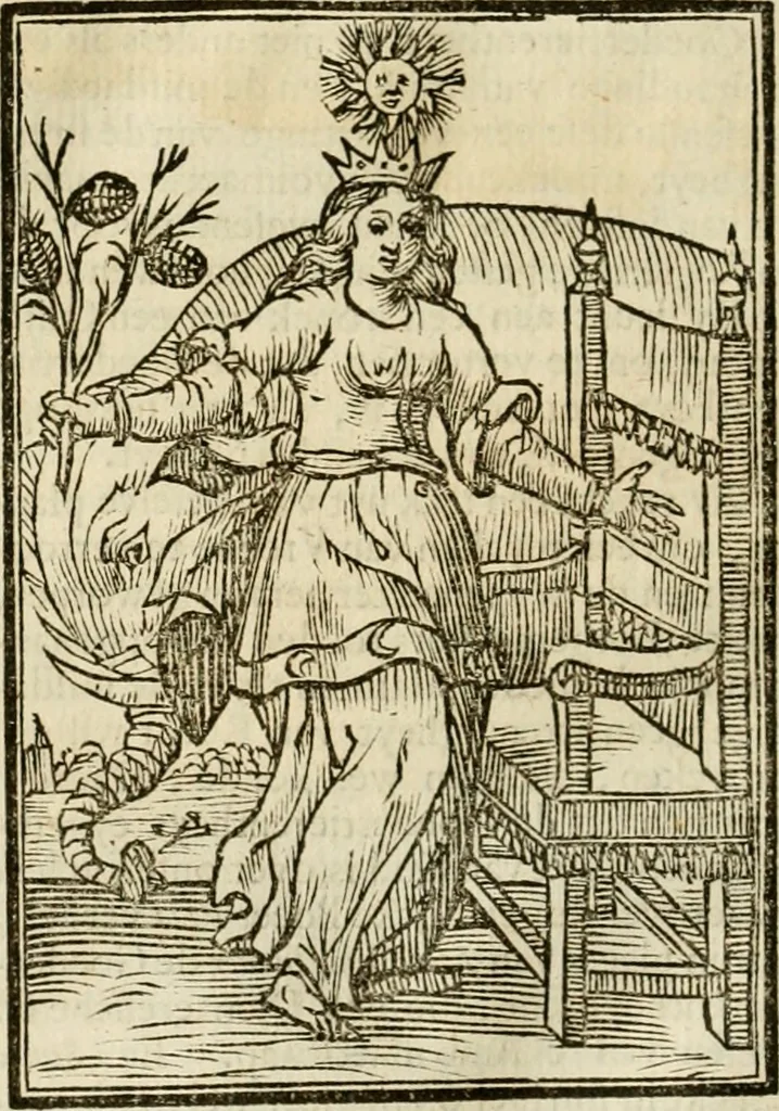 An illustration from Iconologia, of, Uytbeeldingen des verstands : waer in verscheiden afbeeldingen van deughden, ondeughden, genegentheden, menschlijcke hertztochten, konsten, leeringen, sinlijckheden, elementen, hemelsche lichamen, landschappen van Italien, revieren van alle deelen des werrelts, en alle andere ontallijcke stoffen, met hare verklaringen, werden verhandelt : een werck dat dienstigh is, allen reedenaers, poëten, schilders, beeldhouwers, teyckenaers, en alle andere konstbeminders en liefhebbers der geleertheyt en eerlijcke wetenschappen ..., 1644, leaf 201