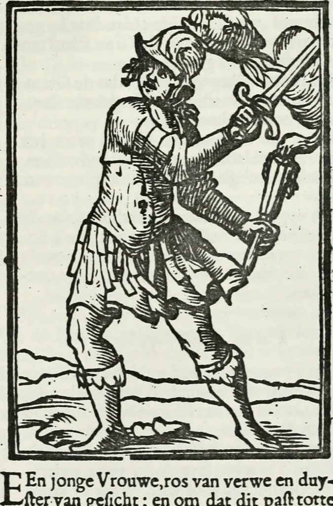 An illustration from Iconologia, of, Uytbeeldingen des verstands : waer in verscheiden afbeeldingen van deughden, ondeughden, genegentheden, menschlijcke hertztochten, konsten, leeringen, sinlijckheden, elementen, hemelsche lichamen, landschappen van Italien, revieren van alle deelen des werrelts, en alle andere ontallijcke stoffen, met hare verklaringen, werden verhandelt : een werck dat dienstigh is, allen reedenaers, poëten, schilders, beeldhouwers, teyckenaers, en alle andere konstbeminders en liefhebbers der geleertheyt en eerlijcke wetenschappen ..., 1644, leaf 206
