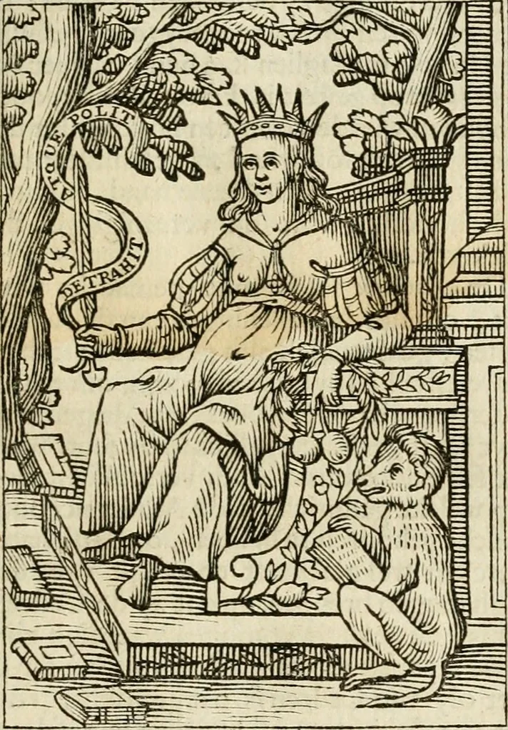 An illustration from Iconologia, of, Uytbeeldingen des verstands : waer in verscheiden afbeeldingen van deughden, ondeughden, genegentheden, menschlijcke hertztochten, konsten, leeringen, sinlijckheden, elementen, hemelsche lichamen, landschappen van Italien, revieren van alle deelen des werrelts, en alle andere ontallijcke stoffen, met hare verklaringen, werden verhandelt : een werck dat dienstigh is, allen reedenaers, poëten, schilders, beeldhouwers, teyckenaers, en alle andere konstbeminders en liefhebbers der geleertheyt en eerlijcke wetenschappen ..., 1644, leaf 22