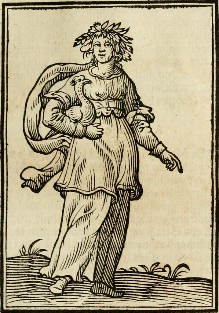 An illustration from Iconologia, of, Uytbeeldingen des verstands : waer in verscheiden afbeeldingen van deughden, ondeughden, genegentheden, menschlijcke hertztochten, konsten, leeringen, sinlijckheden, elementen, hemelsche lichamen, landschappen van Italien, revieren van alle deelen des werrelts, en alle andere ontallijcke stoffen, met hare verklaringen, werden verhandelt : een werck dat dienstigh is, allen reedenaers, poëten, schilders, beeldhouwers, teyckenaers, en alle andere konstbeminders en liefhebbers der geleertheyt en eerlijcke wetenschappen ..., 1644, leaf 230