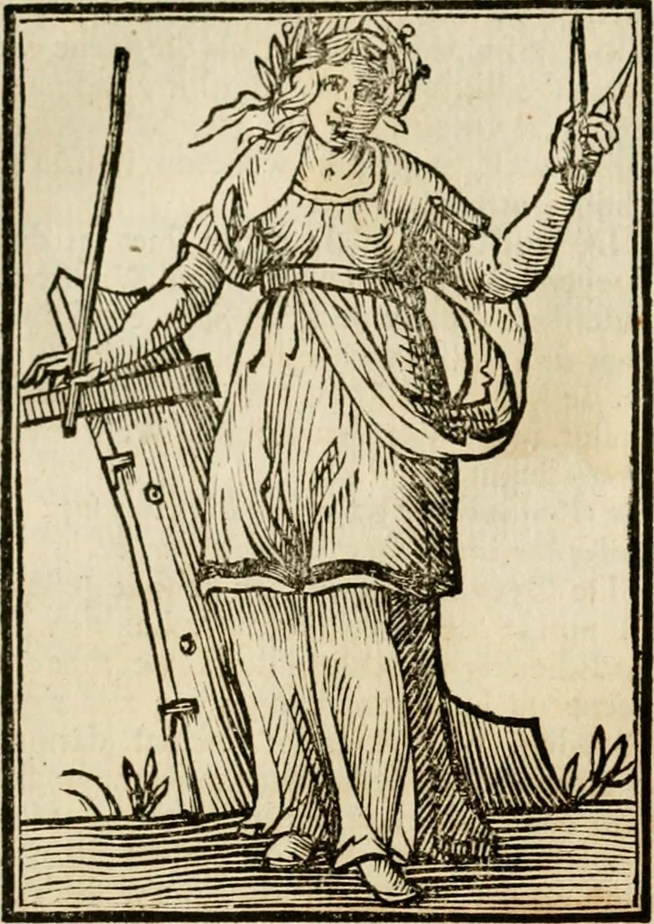 An illustration from Iconologia, of, Uytbeeldingen des verstands : waer in verscheiden afbeeldingen van deughden, ondeughden, genegentheden, menschlijcke hertztochten, konsten, leeringen, sinlijckheden, elementen, hemelsche lichamen, landschappen van Italien, revieren van alle deelen des werrelts, en alle andere ontallijcke stoffen, met hare verklaringen, werden verhandelt : een werck dat dienstigh is, allen reedenaers, poëten, schilders, beeldhouwers, teyckenaers, en alle andere konstbeminders en liefhebbers der geleertheyt en eerlijcke wetenschappen ..., 1644, leaf 233
