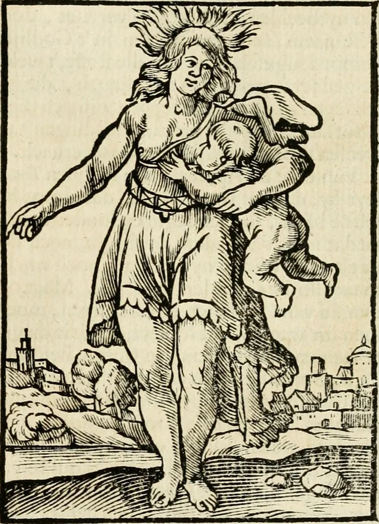 An illustration from Iconologia, of, Uytbeeldingen des verstands : waer in verscheiden afbeeldingen van deughden, ondeughden, genegentheden, menschlijcke hertztochten, konsten, leeringen, sinlijckheden, elementen, hemelsche lichamen, landschappen van Italien, revieren van alle deelen des werrelts, en alle andere ontallijcke stoffen, met hare verklaringen, werden verhandelt : een werck dat dienstigh is, allen reedenaers, poëten, schilders, beeldhouwers, teyckenaers, en alle andere konstbeminders en liefhebbers der geleertheyt en eerlijcke wetenschappen ..., 1644, leaf 238