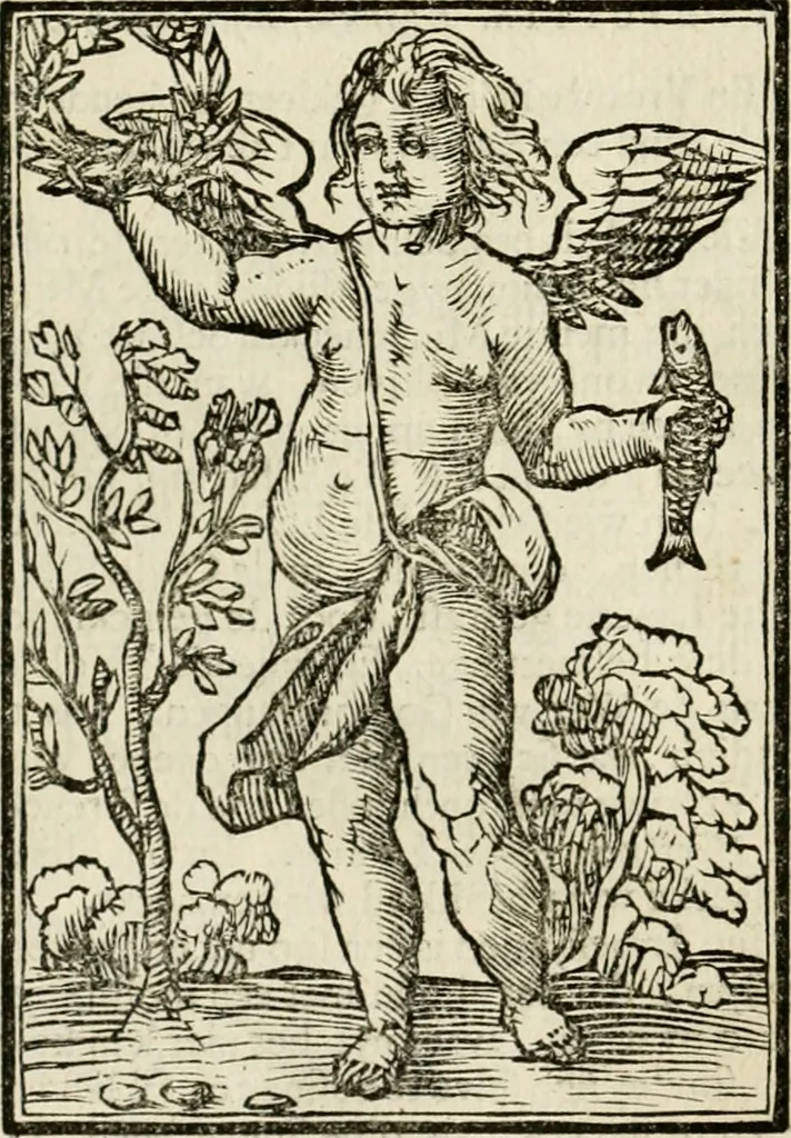 An illustration from Iconologia, of, Uytbeeldingen des verstands : waer in verscheiden afbeeldingen van deughden, ondeughden, genegentheden, menschlijcke hertztochten, konsten, leeringen, sinlijckheden, elementen, hemelsche lichamen, landschappen van Italien, revieren van alle deelen des werrelts, en alle andere ontallijcke stoffen, met hare verklaringen, werden verhandelt : een werck dat dienstigh is, allen reedenaers, poëten, schilders, beeldhouwers, teyckenaers, en alle andere konstbeminders en liefhebbers der geleertheyt en eerlijcke wetenschappen ..., 1644, leaf 287