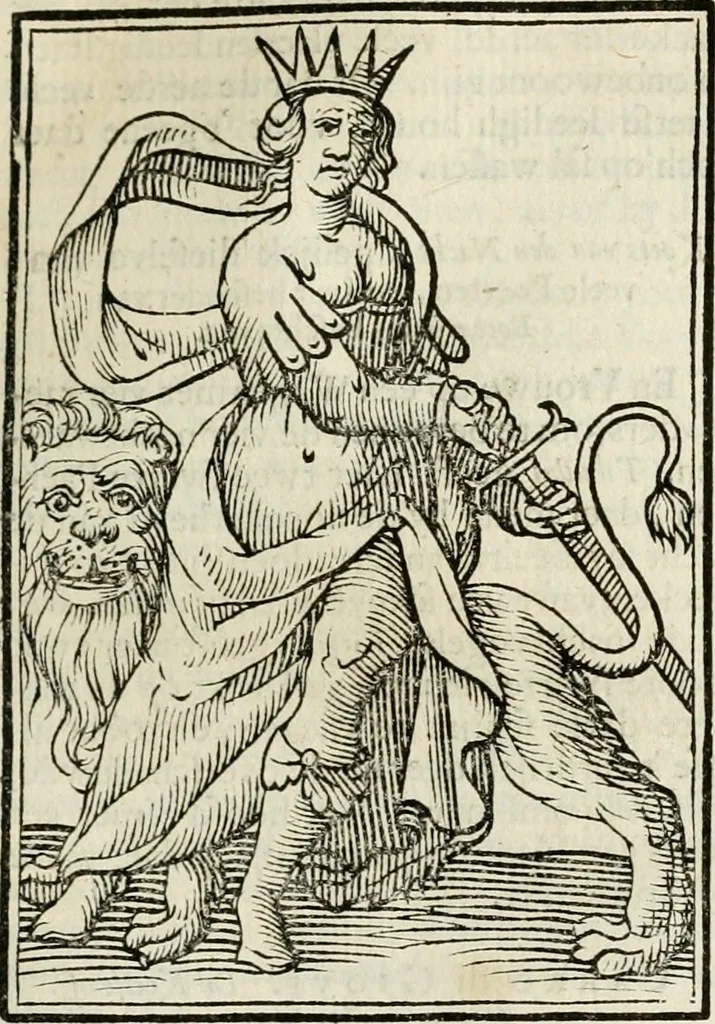 An illustration from Iconologia, of, Uytbeeldingen des verstands : waer in verscheiden afbeeldingen van deughden, ondeughden, genegentheden, menschlijcke hertztochten, konsten, leeringen, sinlijckheden, elementen, hemelsche lichamen, landschappen van Italien, revieren van alle deelen des werrelts, en alle andere ontallijcke stoffen, met hare verklaringen, werden verhandelt : een werck dat dienstigh is, allen reedenaers, poëten, schilders, beeldhouwers, teyckenaers, en alle andere konstbeminders en liefhebbers der geleertheyt en eerlijcke wetenschappen ..., 1644, leaf 288