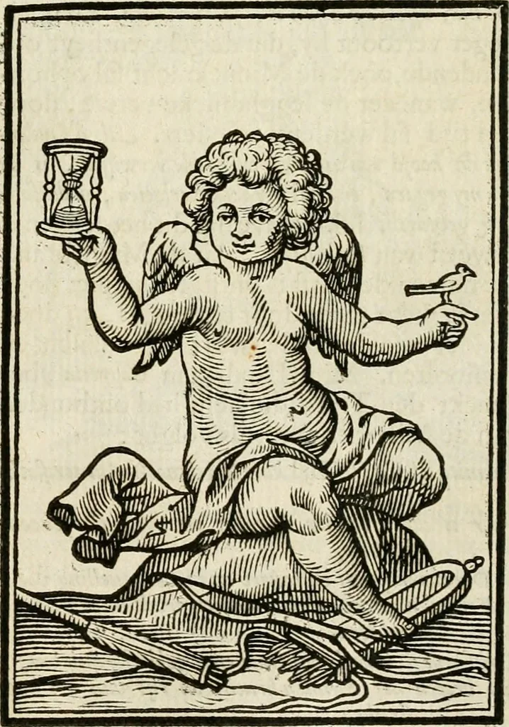 An illustration from Iconologia, of, Uytbeeldingen des verstands : waer in verscheiden afbeeldingen van deughden, ondeughden, genegentheden, menschlijcke hertztochten, konsten, leeringen, sinlijckheden, elementen, hemelsche lichamen, landschappen van Italien, revieren van alle deelen des werrelts, en alle andere ontallijcke stoffen, met hare verklaringen, werden verhandelt : een werck dat dienstigh is, allen reedenaers, poëten, schilders, beeldhouwers, teyckenaers, en alle andere konstbeminders en liefhebbers der geleertheyt en eerlijcke wetenschappen ..., 1644, leaf 318