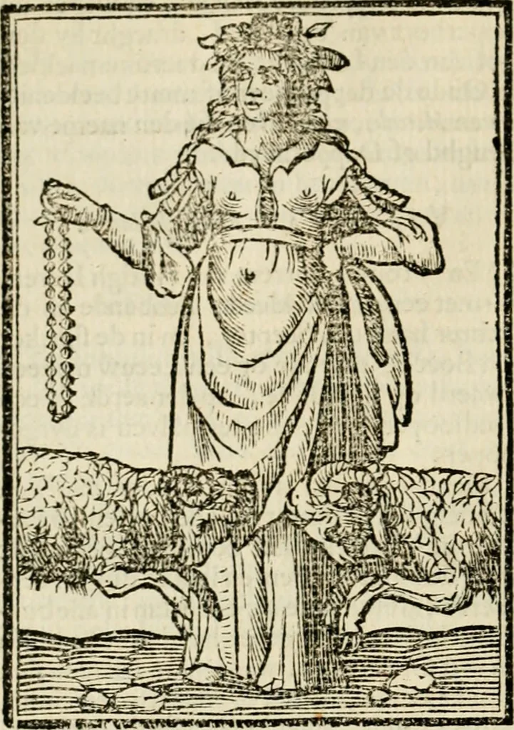 An illustration from Iconologia, of, Uytbeeldingen des verstands : waer in verscheiden afbeeldingen van deughden, ondeughden, genegentheden, menschlijcke hertztochten, konsten, leeringen, sinlijckheden, elementen, hemelsche lichamen, landschappen van Italien, revieren van alle deelen des werrelts, en alle andere ontallijcke stoffen, met hare verklaringen, werden verhandelt : een werck dat dienstigh is, allen reedenaers, poëten, schilders, beeldhouwers, teyckenaers, en alle andere konstbeminders en liefhebbers der geleertheyt en eerlijcke wetenschappen ..., 1644, leaf 349
