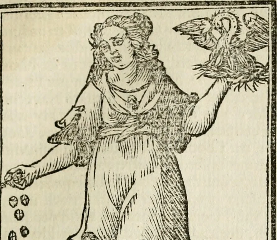 An illustration from Iconologia, of, Uytbeeldingen des verstands : waer in verscheiden afbeeldingen van deughden, ondeughden, genegentheden, menschlijcke hertztochten, konsten, leeringen, sinlijckheden, elementen, hemelsche lichamen, landschappen van Italien, revieren van alle deelen des werrelts, en alle andere ontallijcke stoffen, met hare verklaringen, werden verhandelt : een werck dat dienstigh is, allen reedenaers, poëten, schilders, beeldhouwers, teyckenaers, en alle andere konstbeminders en liefhebbers der geleertheyt en eerlijcke wetenschappen ..., 1644, leaf 350
