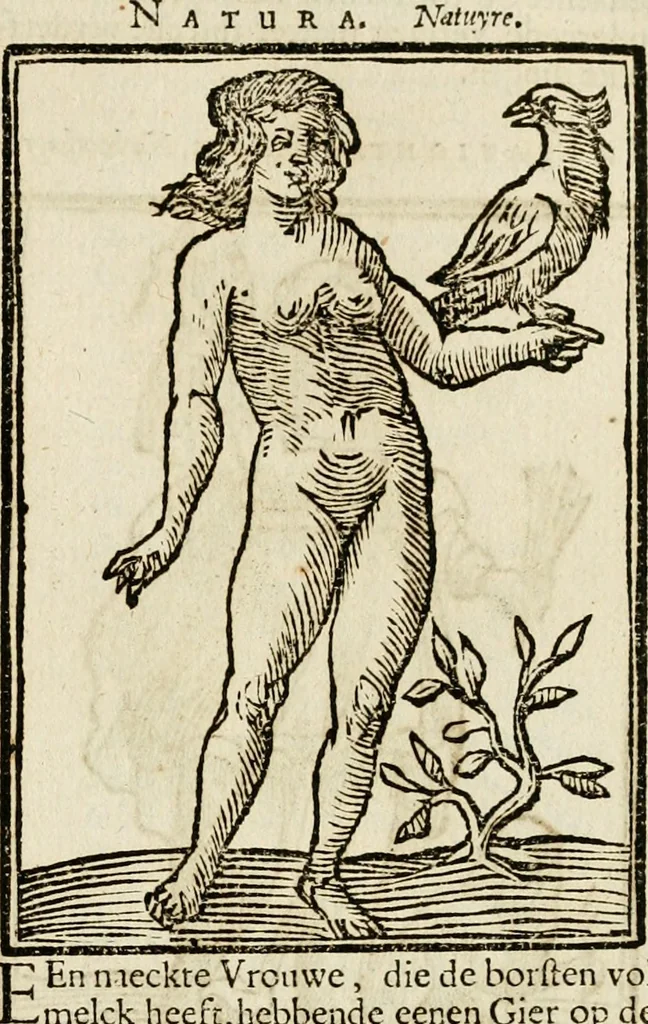 An illustration from Iconologia, of, Uytbeeldingen des verstands : waer in verscheiden afbeeldingen van deughden, ondeughden, genegentheden, menschlijcke hertztochten, konsten, leeringen, sinlijckheden, elementen, hemelsche lichamen, landschappen van Italien, revieren van alle deelen des werrelts, en alle andere ontallijcke stoffen, met hare verklaringen, werden verhandelt : een werck dat dienstigh is, allen reedenaers, poëten, schilders, beeldhouwers, teyckenaers, en alle andere konstbeminders en liefhebbers der geleertheyt en eerlijcke wetenschappen ..., 1644, leaf 370